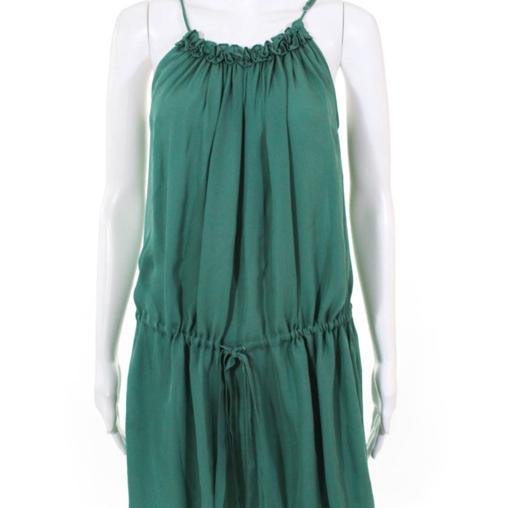 Joie Green 100% Silk Ruffle Mini Sundress Size Xs